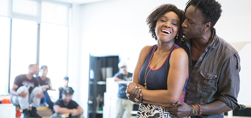 The Broadway company of Holler If Ya Hear Me in rehearsals