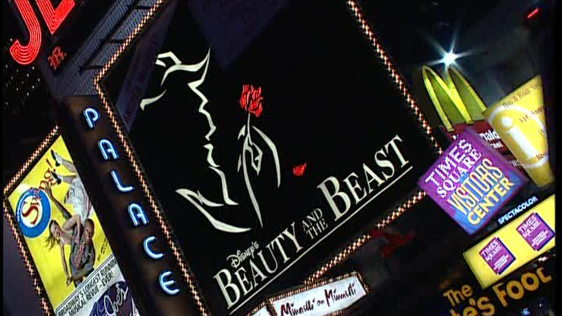 The Palace Theatre marquee for Disney's Beauty and the Beast