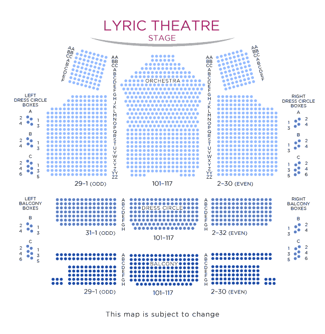 Lyric Theatre Seating Chart