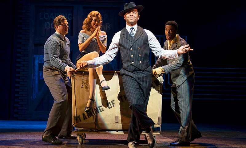 Preston Truman Boyd, Stephanie Styles, Corbin Bleu, and Justin Prescott in <i>Kiss Me, Kate</i>. Photo by Joan Marcus.
