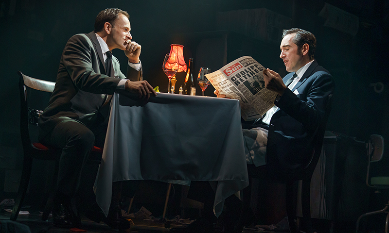 Jonny Lee Miller and Bertie Carvel in <i>Ink</i>. Photo by Joan Marcus.