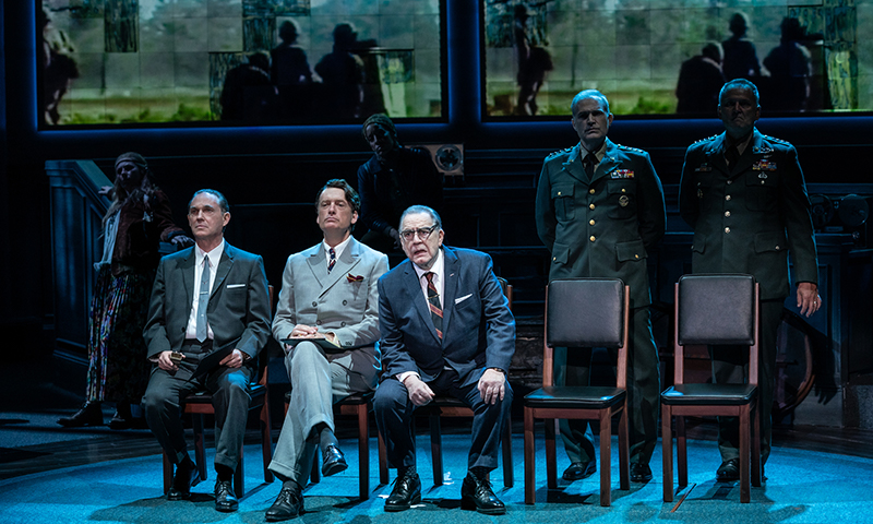 Angela Pierce, Richard Thomas, Frank Wood, Robyn Kerr, Brian Cox, Marc Kudisch, and Brian Dykstra in <i>The Great Society</i>. Photo by Evan Zimmerman.