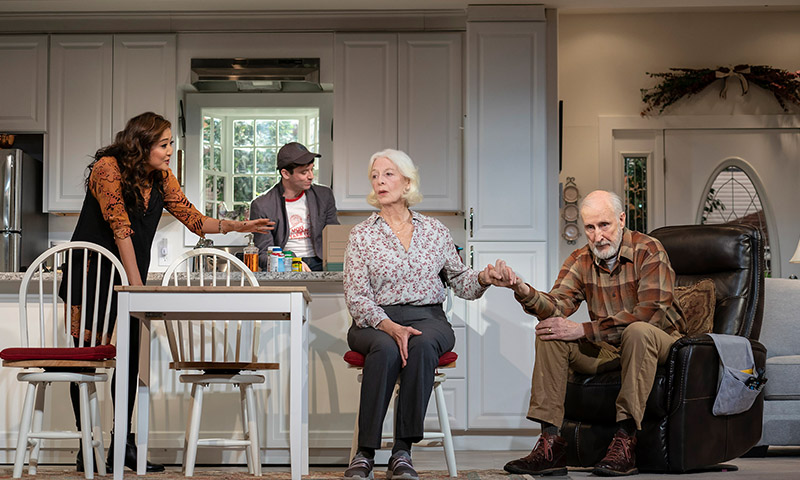 Ashley Park, Michael Urie, Jane Alexander, and James Cromwell in <i>Grand Horizons</i>. Photo by Joan Marcus.