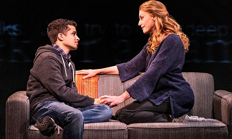 Jordan Fisher and Jessica Phillips in <i>Dear Evan Hansen</i>. Photo by Matthew Murphy.
