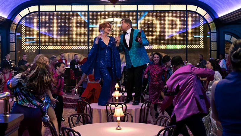 Meryl Streep and James Corden in <i>The Prom</i>. Photo by Melinda Sue Gordon for Netflix.
