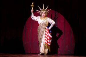 Jayne Houdyshell in The Music Man. Photo by Julieta Cervantes.