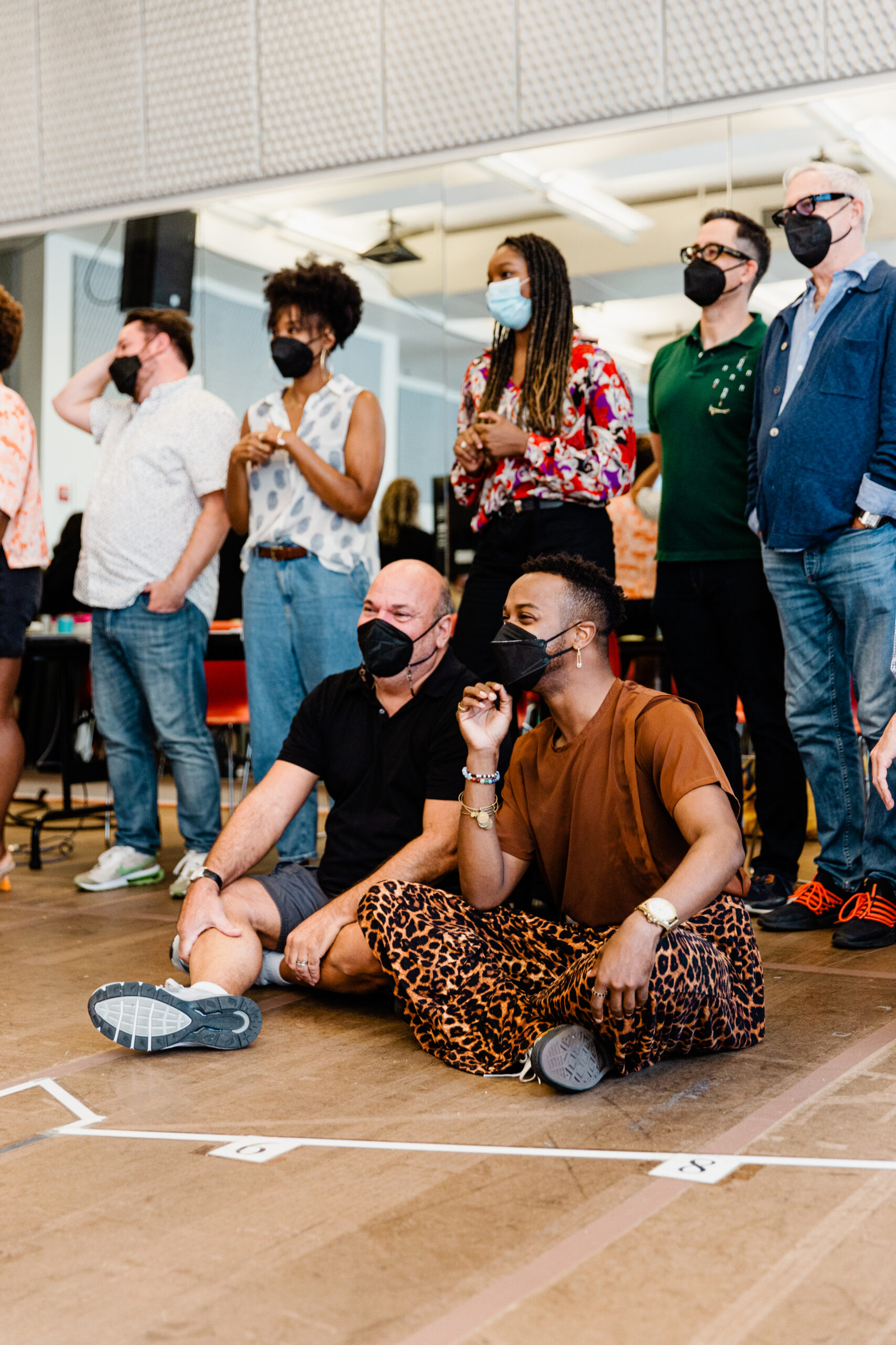 Casey Nicholaw and J. Harrison Ghee at the first day of rehearsals for Some Like It Hot. Photo by Marc J. Franklin.