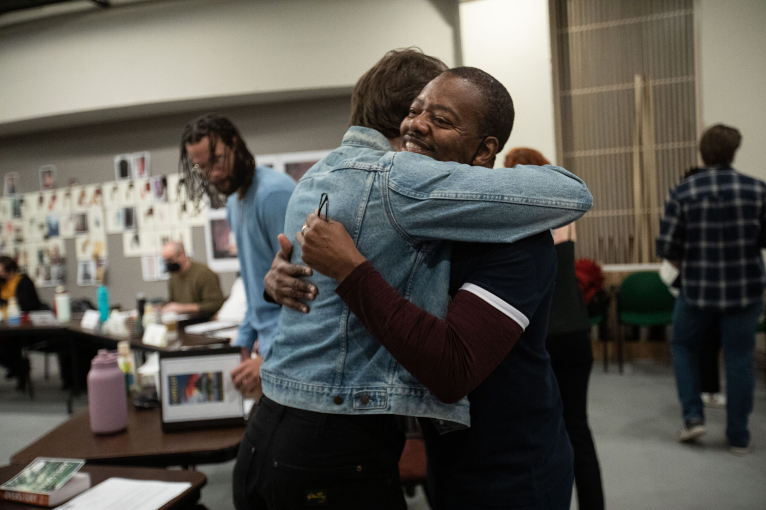 Andrew Burnap and choreographer Byron Easley at the first rehearsal of Camelot. Photo by Daniel Weiss.