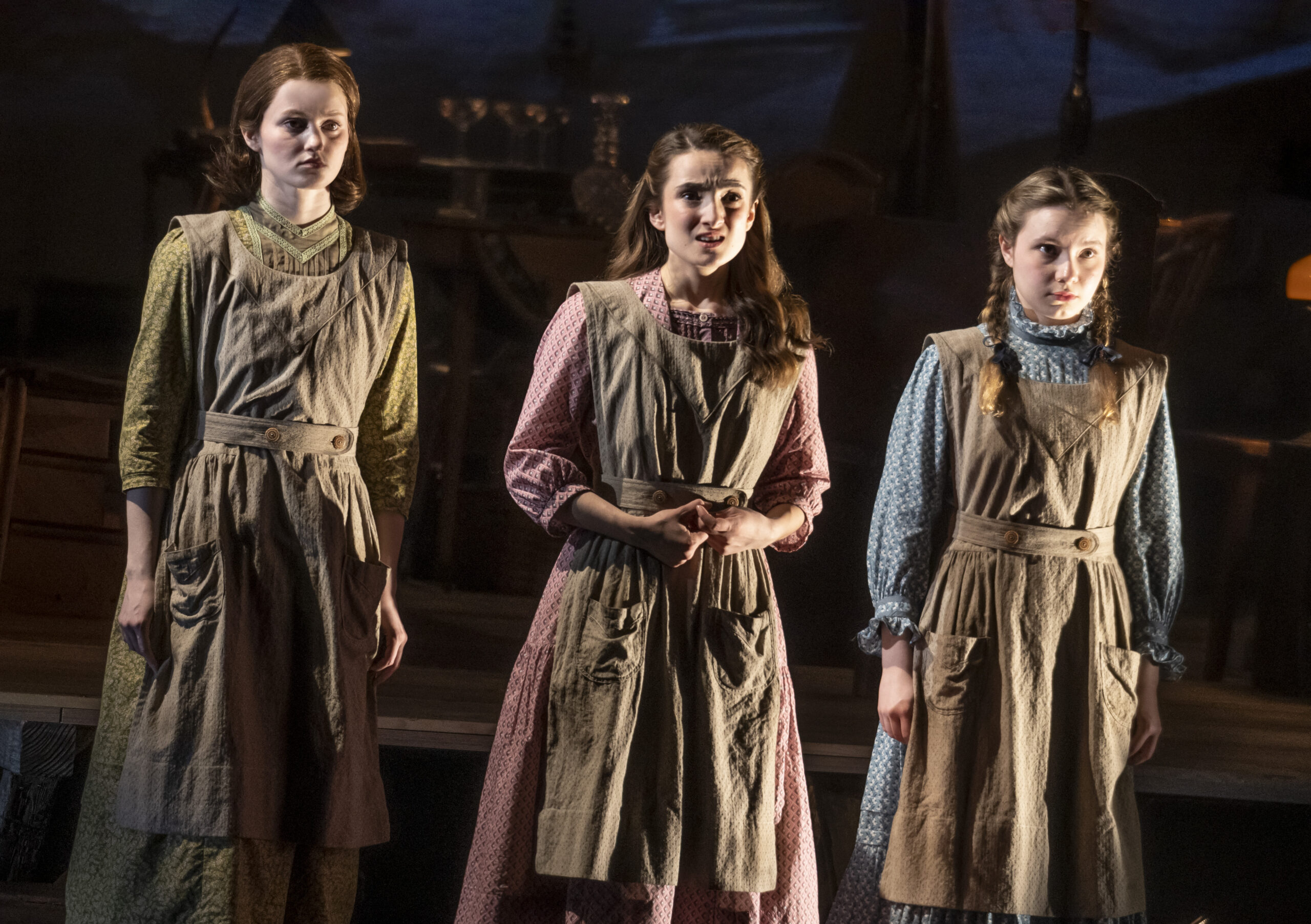 Ashlyn Maddox, Sophia Manicone, and Emily Rose DeMartino in Parade. Photo by Joan Marcus.