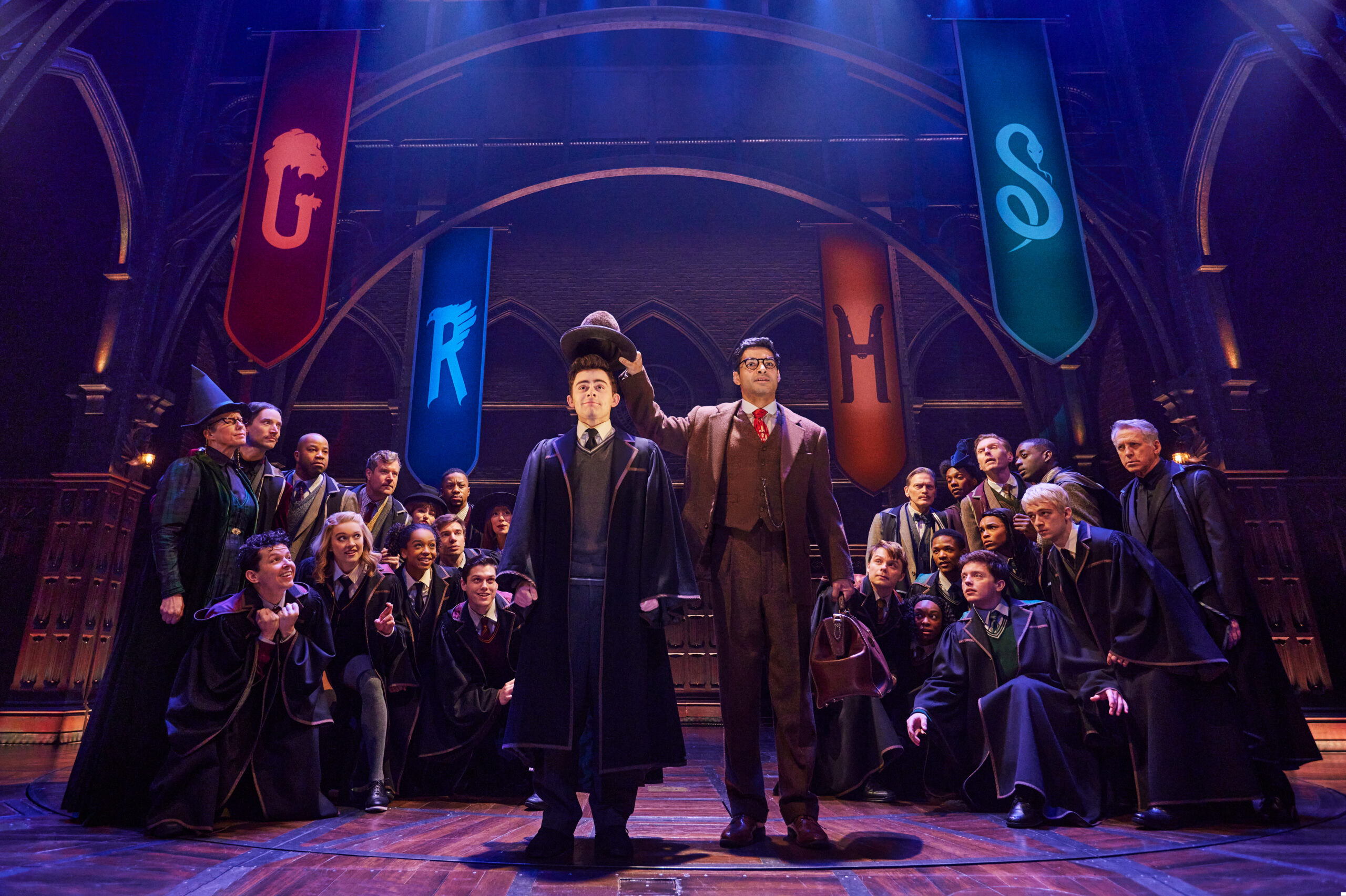 Joel Meyers, Kevin Rico Angulo and the cast of Harry Potter and the Cursed Child. Photo by Matthew Murphy.