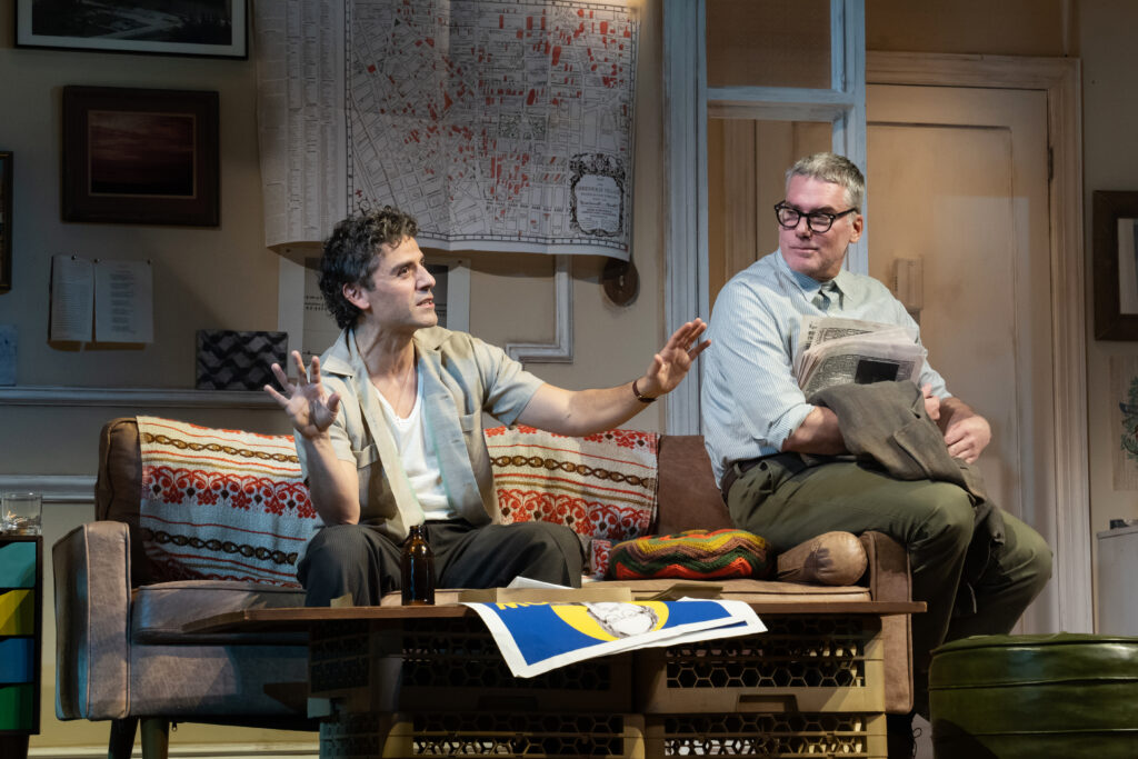 Oscar Isaac and Glenn Fitzgerald in The Sign in Sidney Brustein's Window. Photo by Julieta Cervantes.