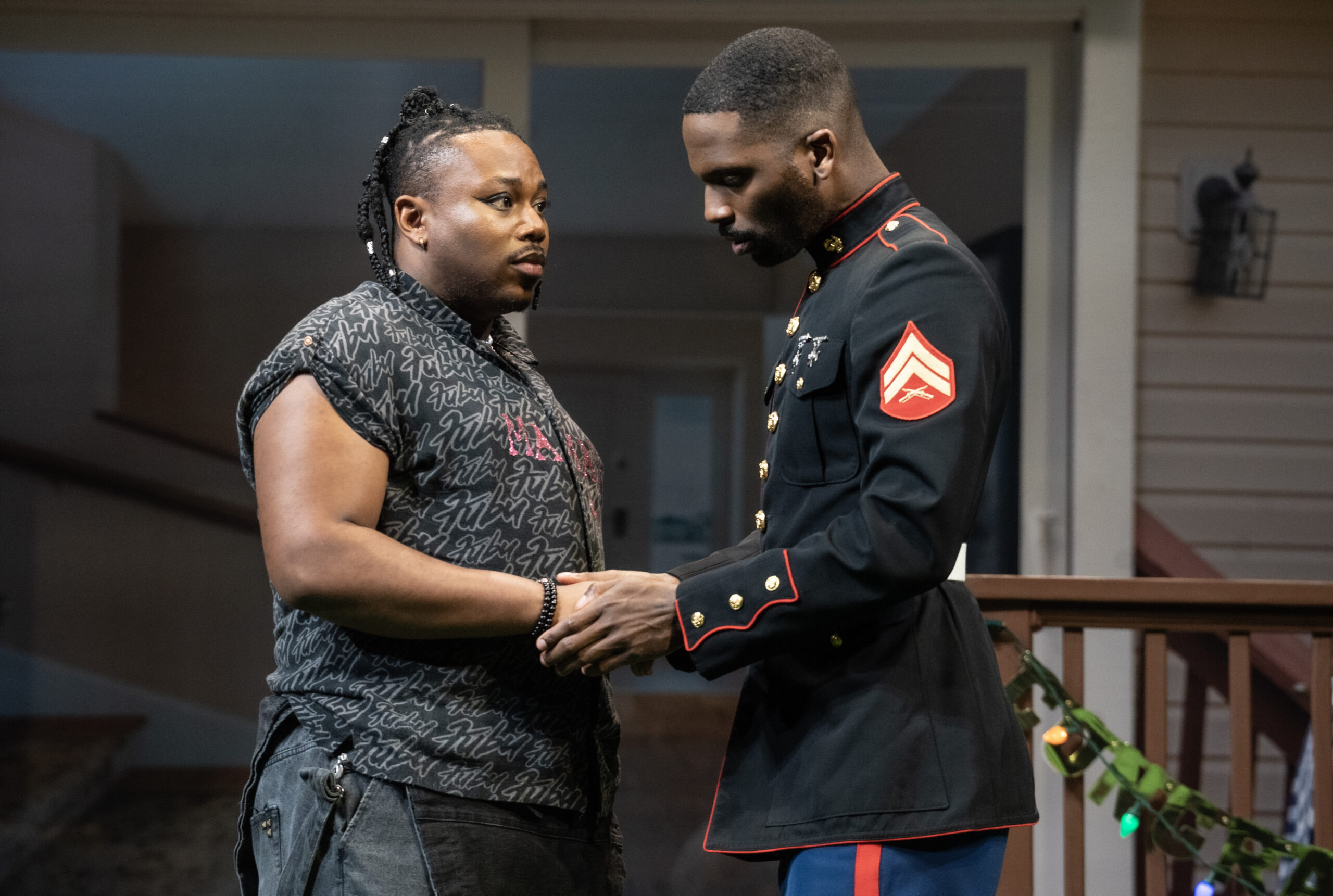 Marcel Spears and Calvin Leon Smith in Fat Ham. Photo by Joan Marcus.