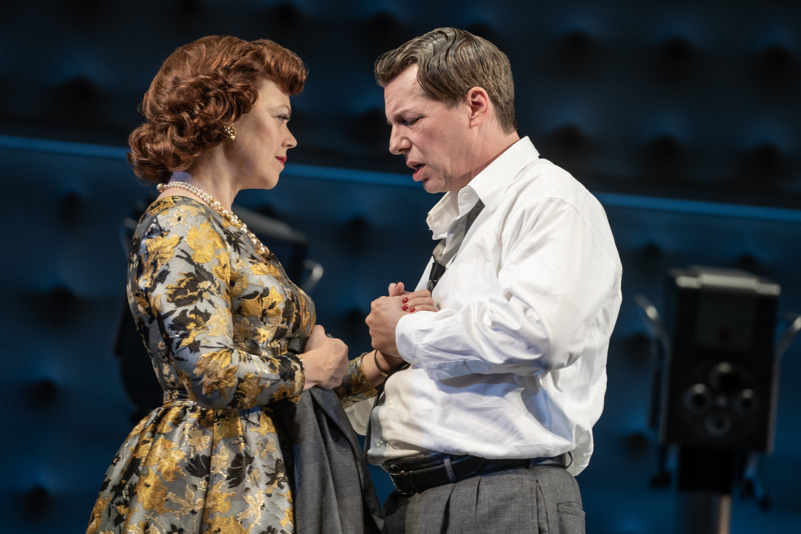Emily Bergl and Sean Hayes in Good Night, Oscar. Photo by Joan Marcus.