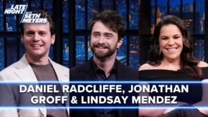 Watch Now: Radcliffe, Groff, and Mendez Talk <i>Merrily</i> Mishaps Onstage