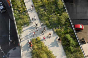 Aerial of the High Line at West 12th St.